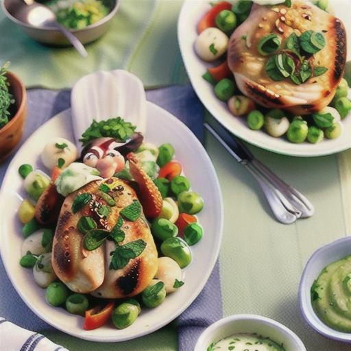 Garlic and herb chicken with green goddess dressing recipe
