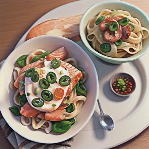 Salmon and Spinach Fettuccine