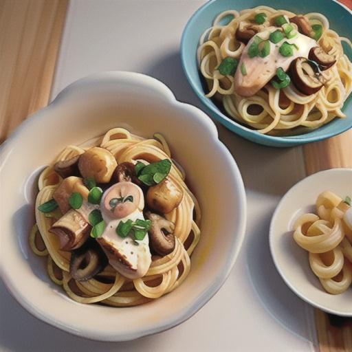 Pasta with Chicken and Mushroom Alfredo Sauce