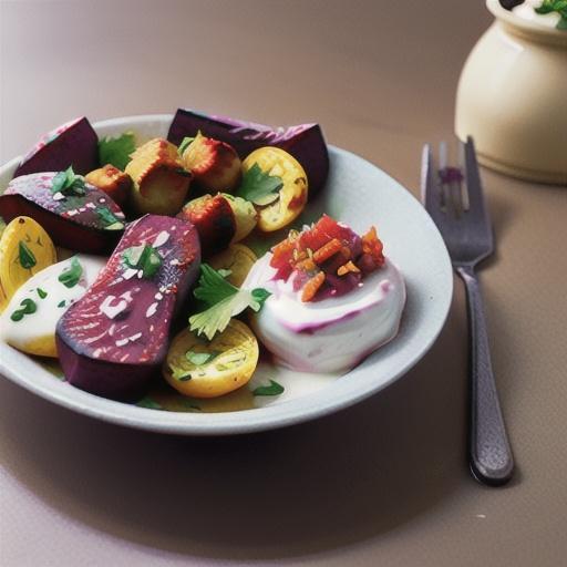 Tandoori cutlets with beetroot raita