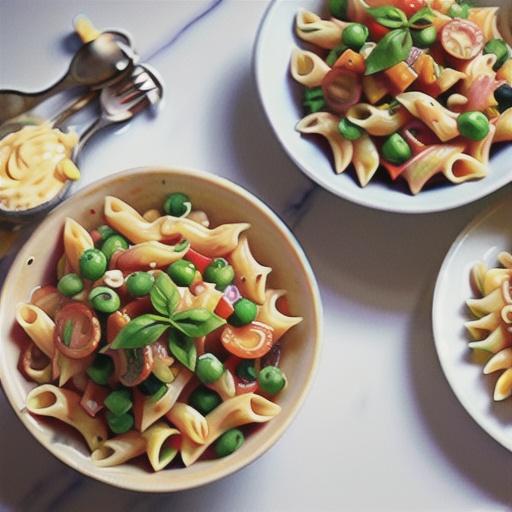 Warm pasta salad with ham and capsicum