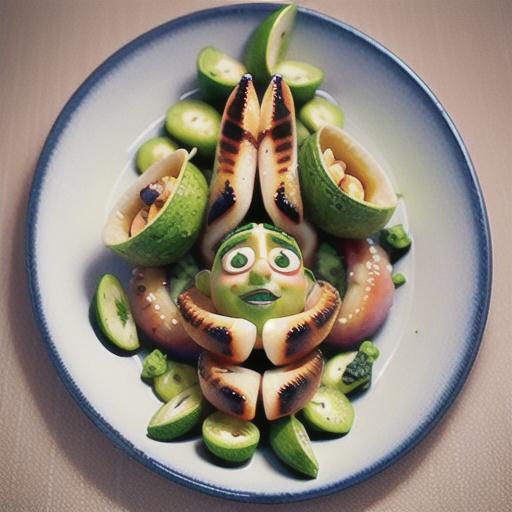 Chargrilled squid with rustic guacamole