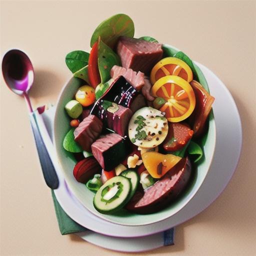Winter beef salad bowl