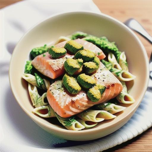Smoked salmon and dill pesto pasta