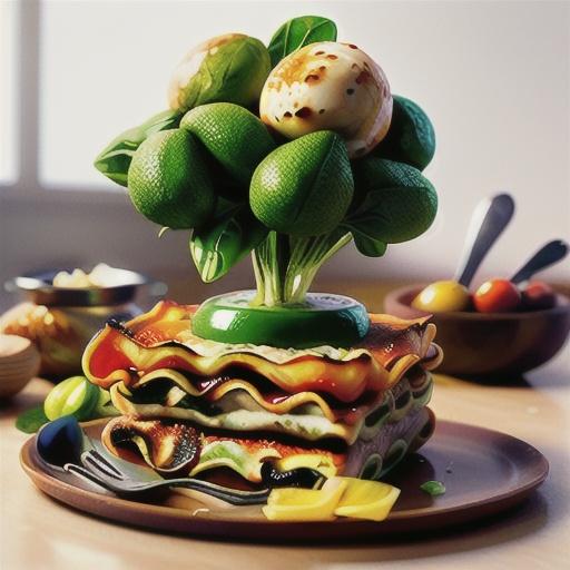 Free-form vegetable lasagne with pesto