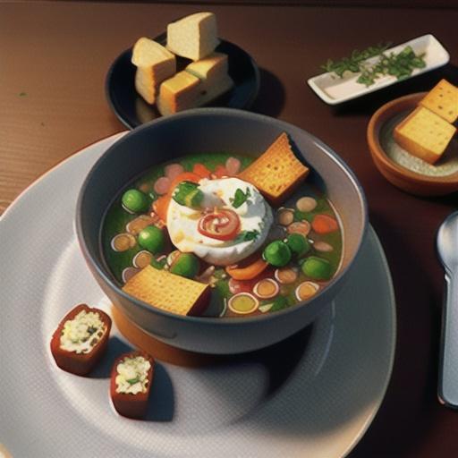 Lentil soup with goat's cheese toast