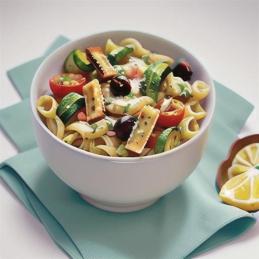 Pasta salad with haloumi and lemon