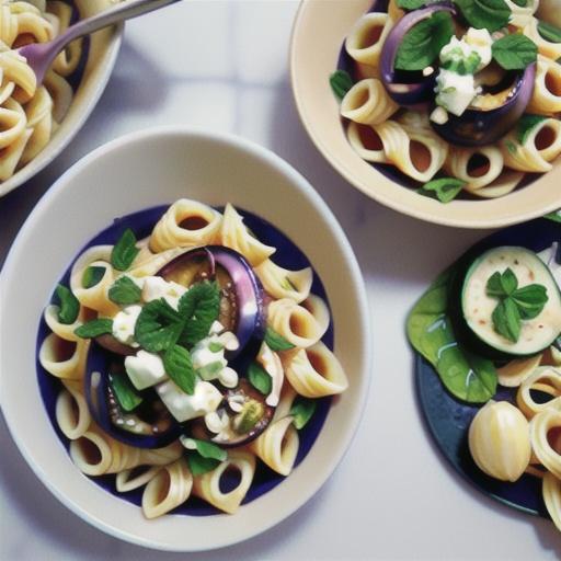 Pasta with Eggplant, Feta, and Mint