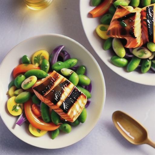 Miso salmon and edamame noodle salad recipe