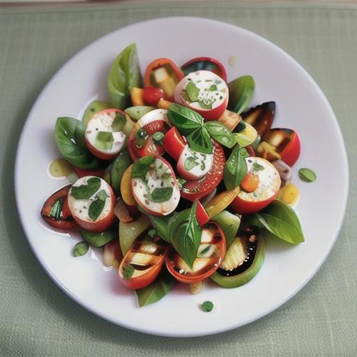 Caprese salad with grilled peppers