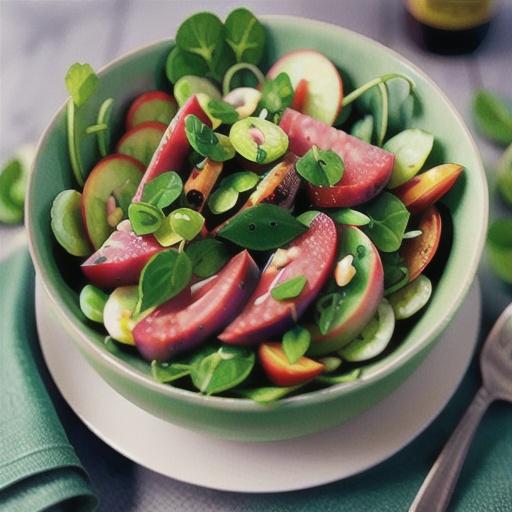 Watercress salad with pickled radish and green apple