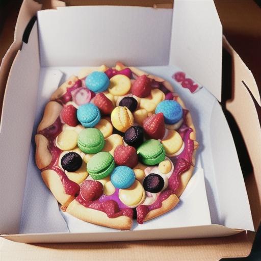 Raspberry, white chocolate and macaroon pizza