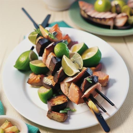 Salmon and lime skewers
