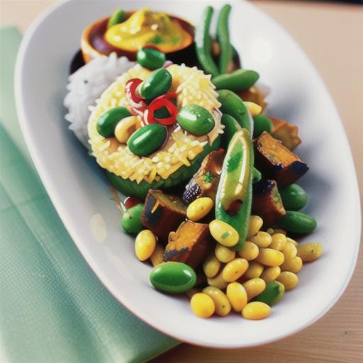 Lamb and snake bean rogan josh with mustard seed rice