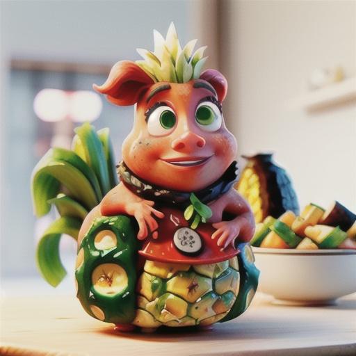 Paprika pork with pineapple salad