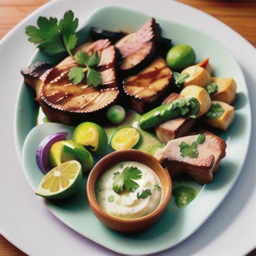 Spiced BBQ lamb chops and cos with coriander-lime crema