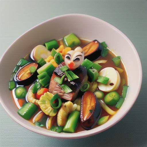 Roast duck and chrysanthemum noodle soup