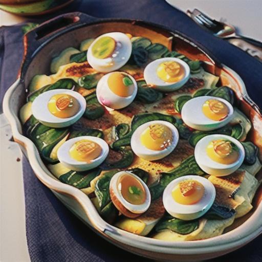 Spinach Gratin with Hard Boiled Eggs