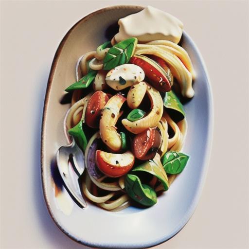 Spaghetti carbonara with kale