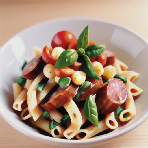 Tomato, sausage and capsicum pasta