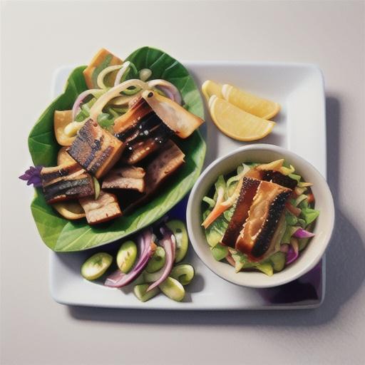 Smoky pork belly with 8-vegetable summer slaw