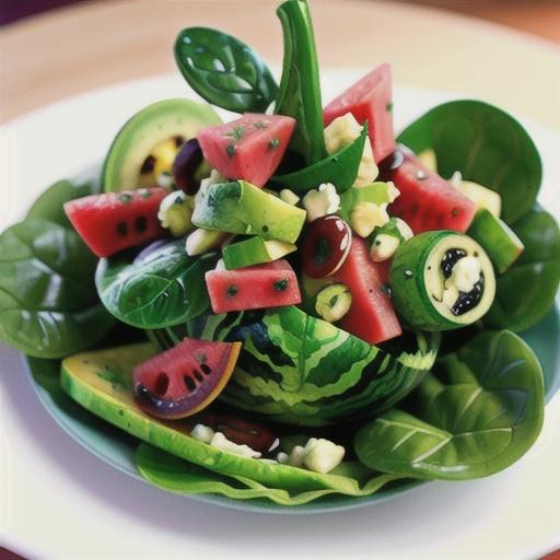 Avocado Watermelon Spinach Salad