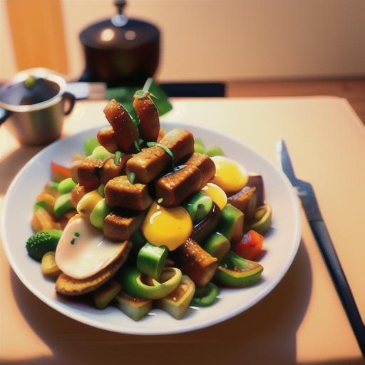 Breakfast Stir Fry with Sausage Fritters