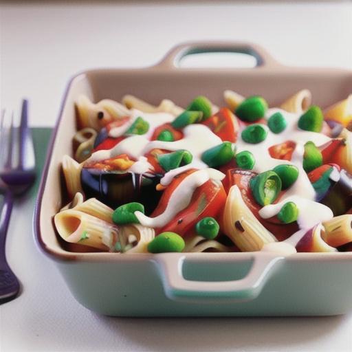Beef and eggplant pasta bake with yoghurt