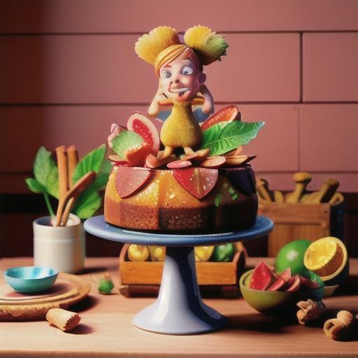 Upside-down rhubarb, ginger & almond cake