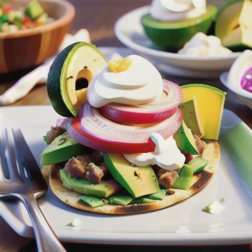 Turkey tostadas with avocado and sour cream