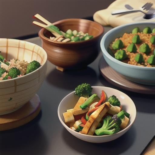 Stir-fried tofu & broccoli with soy & brown rice