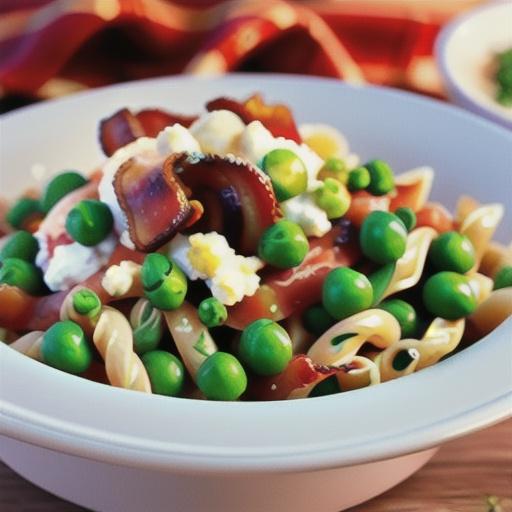 Fusilli with peas, bacon and ricotta