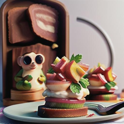 Poached rhubarb with labne