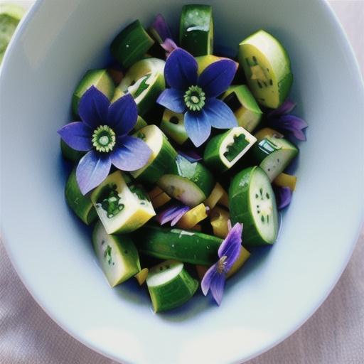 Cucumber Salad with Borage Flowers