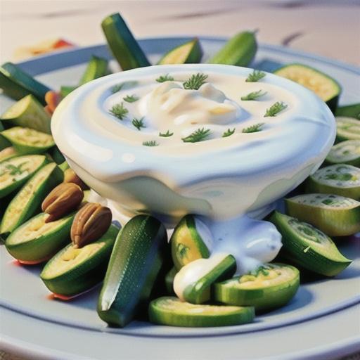 Zucchini with Dill Weed and Garlic-Yogurt Sauce