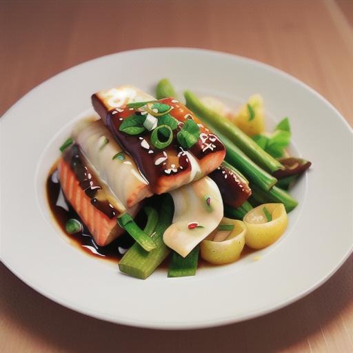 Teriyaki-style crisp salmon with Asian greens