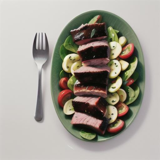 Peppered lamb fillets on winter salad