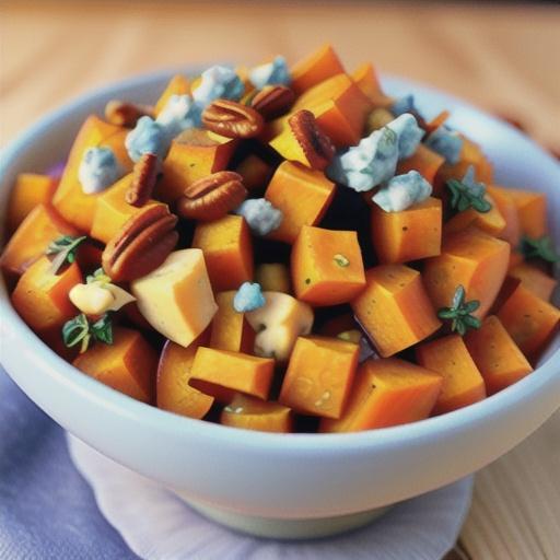 Mashed Butternut Squash with Blue Cheese and Pecans