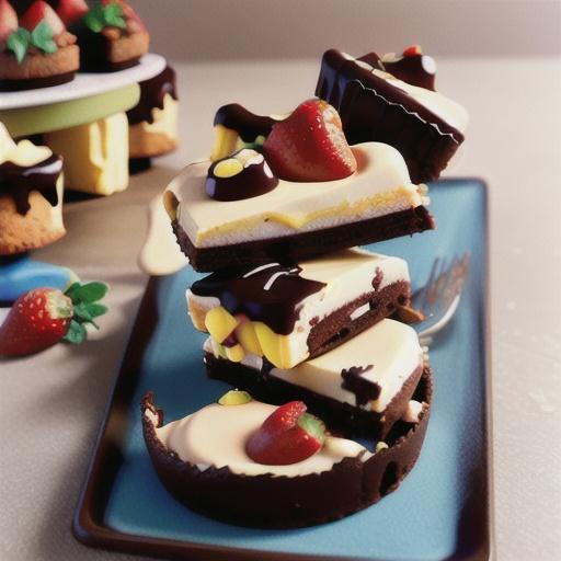 Strawberry cheesecake with a chocolate brownie base