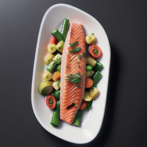 Poached Salmon with Tangy Asian Vegetables