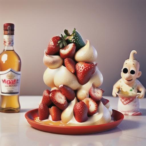 Meringue with pepper and vodka strawberries