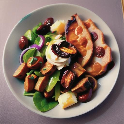 Spiced pork with raisin salad