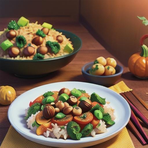 Fried rice with kale, squash & chestnuts