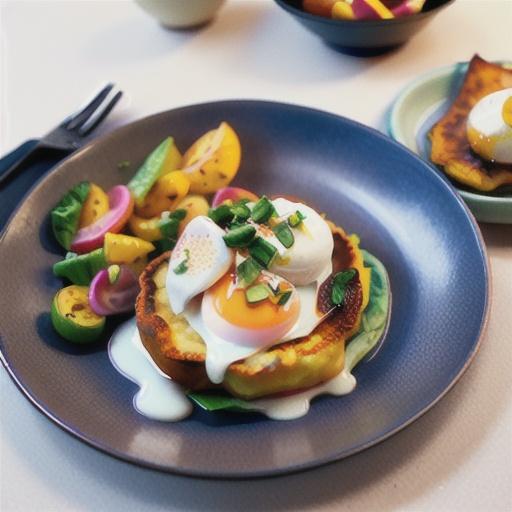 Potato galette with poached egg and salad (vegetarian)