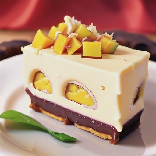 Mango & coconut slice with palm sugar cream