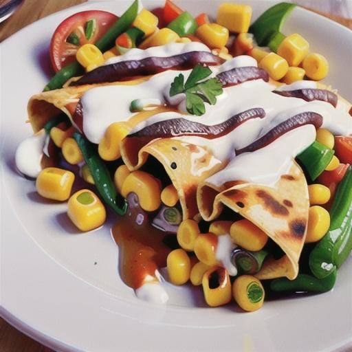 Sweet corn and bean enchiladas