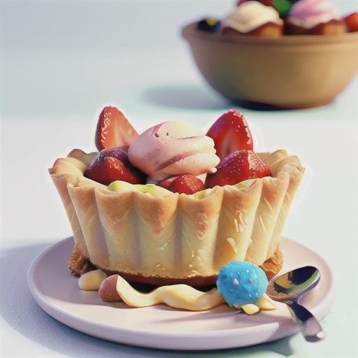 Strawberry tarts with ice-cream