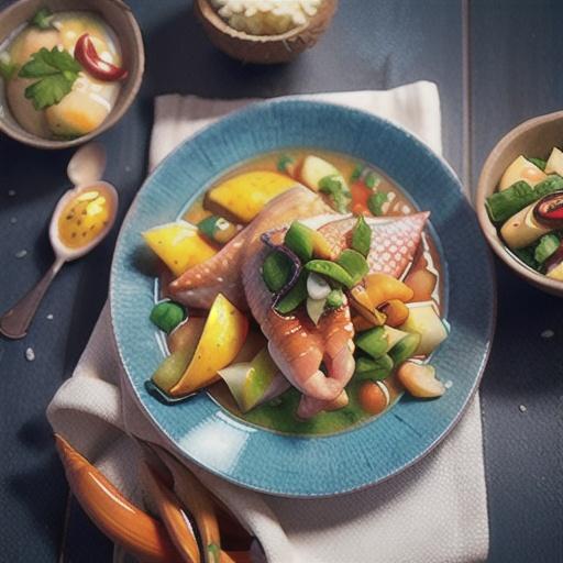 Coconut-poached snapper with panang sauce