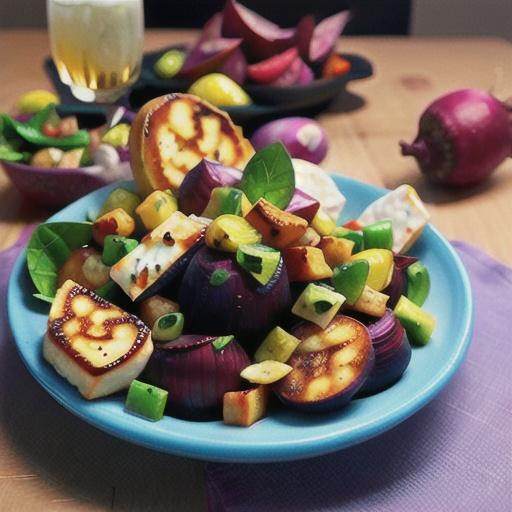 Roasted beetroot and haloumi salad