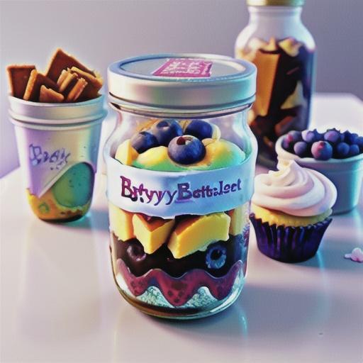 Vanilla Cupcakes, Blueberry and Whipped Topping Jar Parfaits